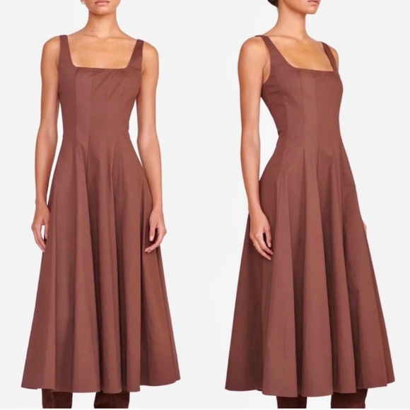 Club Monaco Dresses & Skirts - Club 💎Monaco Brown A-Line Midi Dress Square Neck